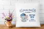 Preview: Geburtsgeschenk Kissen 40x40 cm personalisiert - Blau