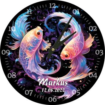 Glasuhr 29cm - Sternzeichen – Fische01
