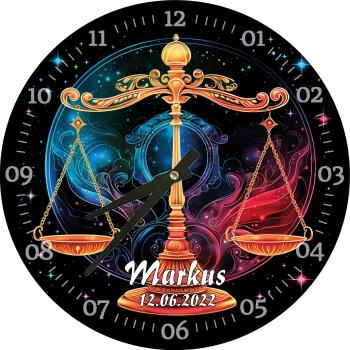 Glasuhr 29cm - Sternzeichen – Waage01