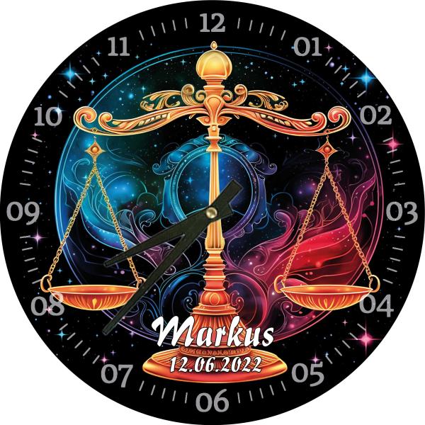 Glasuhr 29cm - Sternzeichen – Waage01